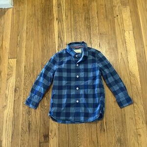 Boden boys  size 5-6y blue plaid button down shirt